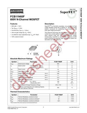 FCB11N60FTM datasheet  